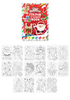 Pack of 6 Mini Christmas Colour-By-Numbers Colouring Books