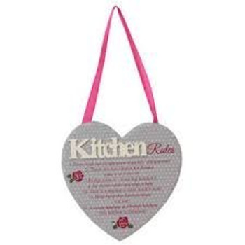 Juliana Home Living Hanging MDF Heart Plaque - Kitchen Rules