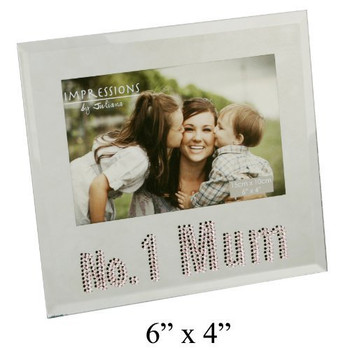 Impressions Glass Photo Frame with Crystals "No 1 Mum"