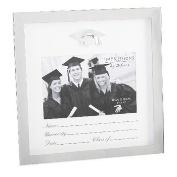 Shiny Silverplated Graduation Frame with mount 6" x 4"