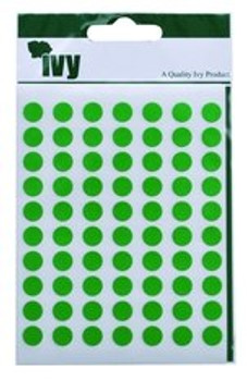 Pack of 490 8mm Green Round Sticky Dots