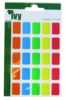 Pack of 125 Assorted Colours 12x18mm Rectangular Labels