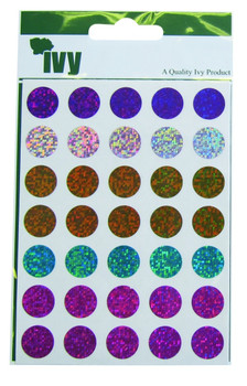 Pack of 70 Holographic Fashion Colours 13mm Round Sticky Dots