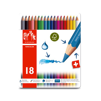 Caran d'Ache Fancolor 18 Water Soluble Colour Pencils in Metal Tin