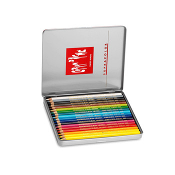 Caran d'Ache 18 Supracolor Soft Aquarelle Colouring Pencils in Metal Tin