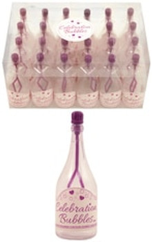 Pack of 24 Clear Bottle Bubbles with Purple Wand