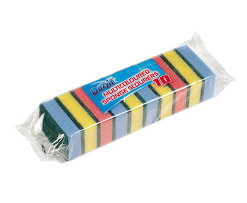 Pack of 10 Coloured Sponge Scourers Pack of 10 Coloured Sponge Scourers