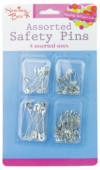 100 Pack Assorted Size Silver Safety Pins