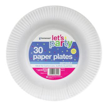 Pack of 30 Disposable Paper Plates (23cm)