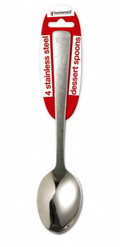 Pack of 4 Stainless Steel Dessert Spoons