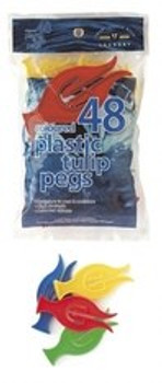 Coloured Plastic Tulip Pegs (48 Pack)