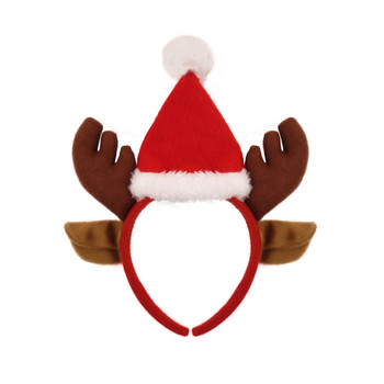 Christmas Reindeer Headband with Ears and Santa Hat