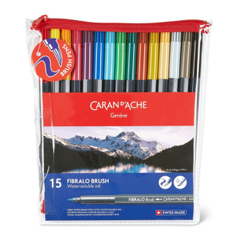 Pack of 15 Caran D'ache Fibralo Brush Water-soluble ink Fibre Colour Pens