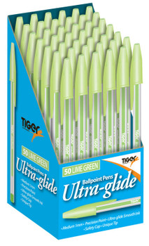 Box of 50 Ultra Glide Lime Green Ballpoint Pens
