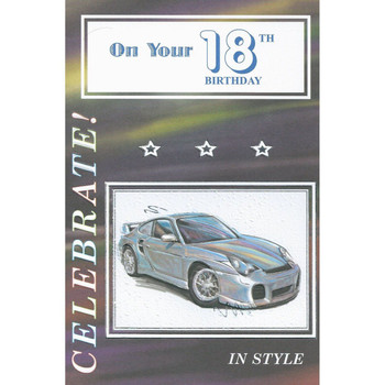 On Your 18th Car Design Celebrate Birthday Card