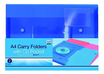 Pack of 2 A4 Carry Folders With CD Pocket