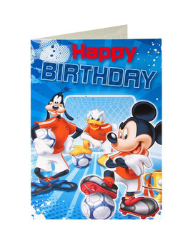 Mickey mouse goofy donald duck football happy birthday card