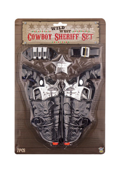 7 Piece Cowboy Sheriff Set With Two 18cm Toy Guns 7 Piece Cowboy Sheriff Set With Two 18cm Toy Guns