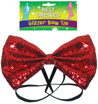 Bow Tie Glitter 12 x 7cm Red