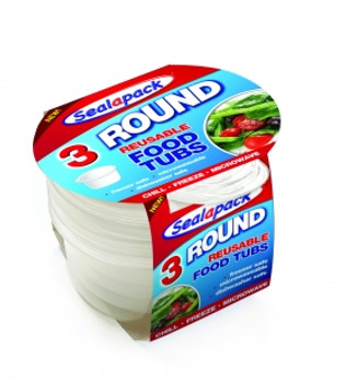 3 Pack Round Food Tubs 10x10cm