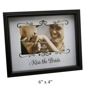 Wedding Bride & Groom Glass Printed Picture Photo Frame "Kiss The Bride" 6"x 4"