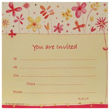 Pack of 10 Pink Daisy Party Invitation Cards with Envelopes