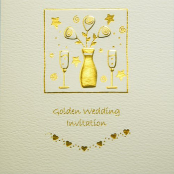 Pack of 5 Golden Wedding Anniversary Invitation Cards with Envelopes