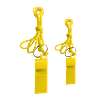 Pack of 15 Yellow Plastic Whistles with Lanyard Neck Cord Pack of 15 Yellow Plastic Whistles with Lanyard Neck Cord