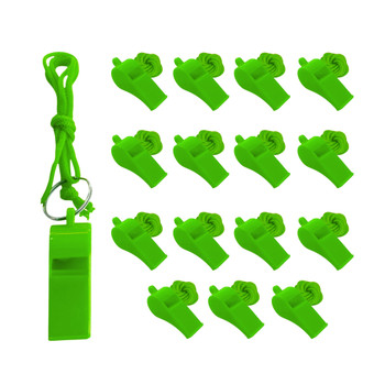Pack of 15 Green Plastic Whistles with Lanyard Neck Cord Pack of 15 Green Plastic Whistles with Lanyard Neck Cord