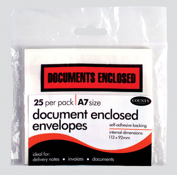 Pack of 25 A7 Document Enclosed Envelopes