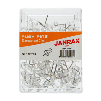 Pack of 100 Janrax Clear Transparent Push Pins Pack of 100 Janrax Clear Transparent Push Pins