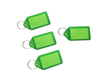 Pack of 100 Small Green Identity Tag Key Rings