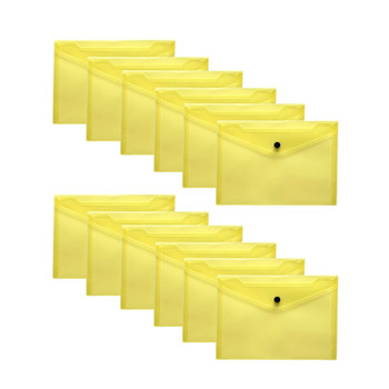 Pack of 12 A5 Yellow Document Wallets by Janrax