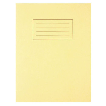 Pack of 100 229x178mm Yellow Exercise Books 80 Pages - Feint Ruled with Margin