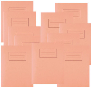 Pack of 100 229x178mm Orange Exercise Books 80 Pages - Feint Ruled with Margin