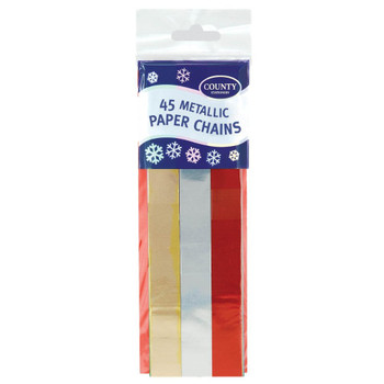 Pack of 45 Christmas Metallic Paper Chains Decoration Pack of 45 Christmas Metallic Paper Chains Decoration