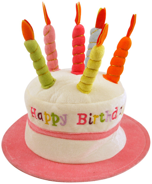 Pink Birthday Cake Hat with Candles