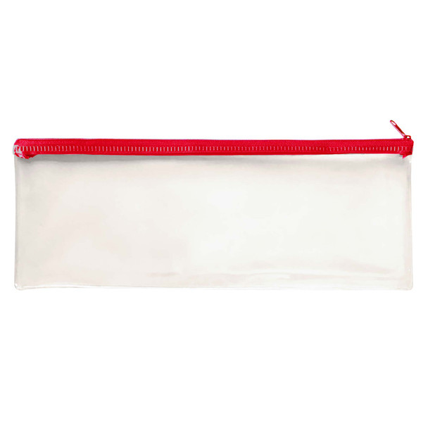 Janrax 13x5" Red Zip Clear Exam Pencil Case