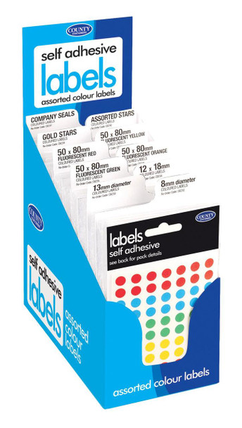 Pack of 90 Self Adhesive Labels - Coloured