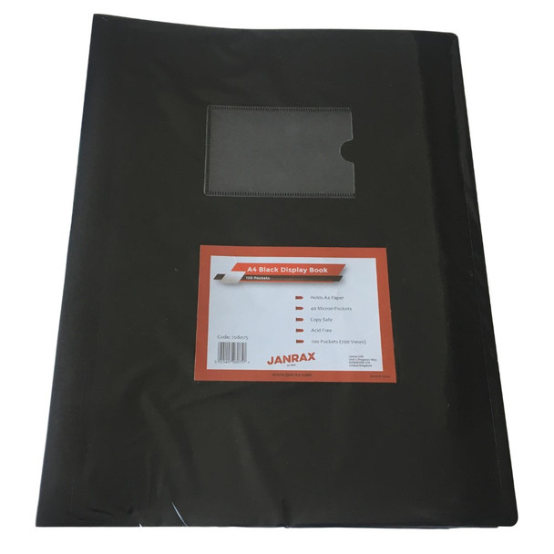 A4 Black Flexible Cover 100 Pocket Display Book