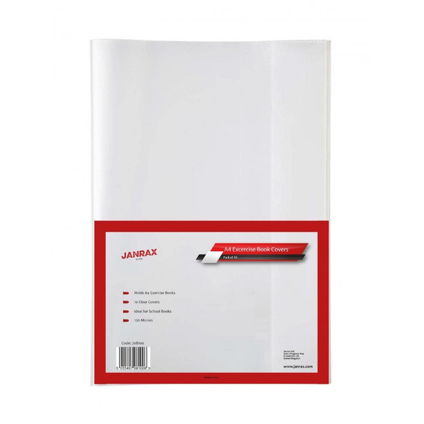 Pack of 10 A4 Clear Exercise Book Covers by Janrax