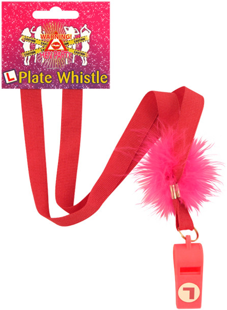 WHISTLE PLASTIC PINK W/80CM CORD/FUR&L/PLATE (12 Pack)