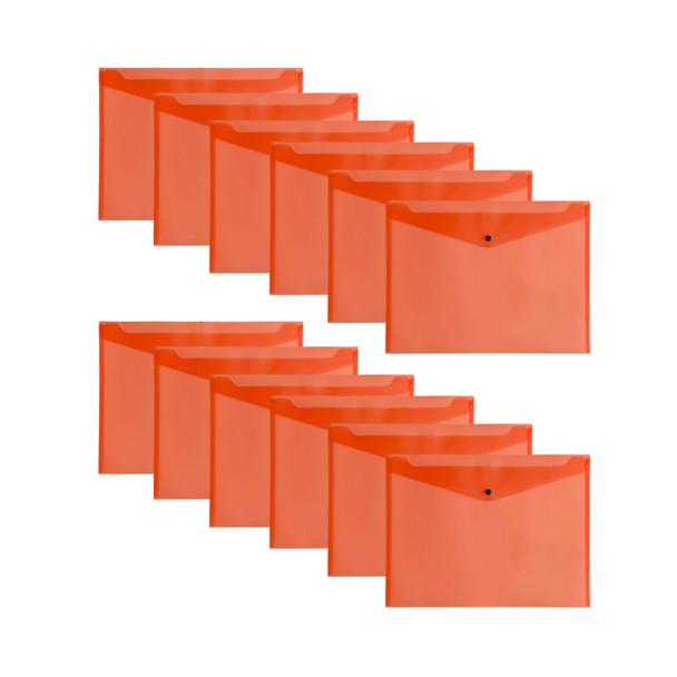 Pack of 12 Janrax A3 Red Document Wallets - Button Stud Folder