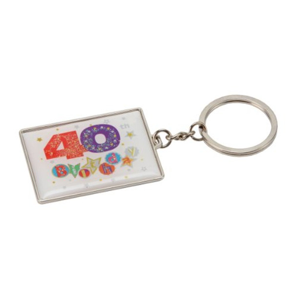 40th Birthday Keyring Talking Pictures Fanfare Rectangle Present Gift