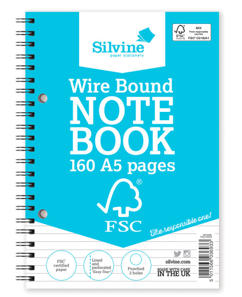 A5 FSC Certified Wirebound Notebook 160 Pages