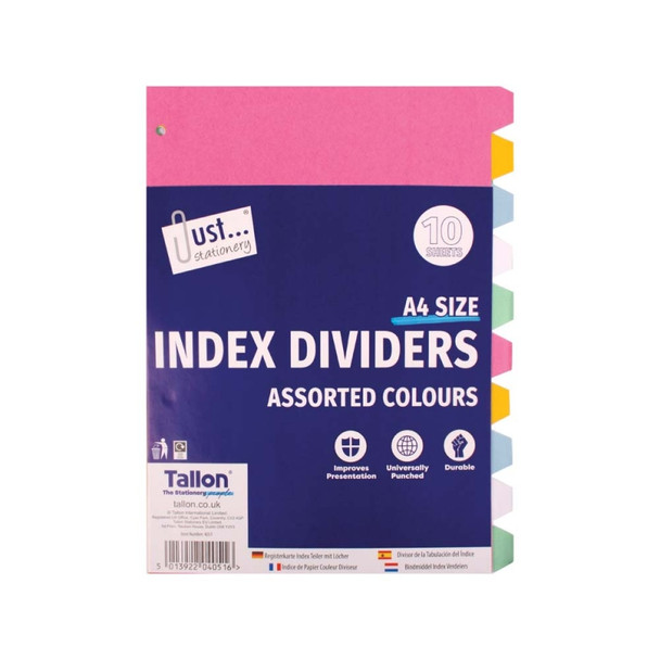 10 A4 Index Dividers Paper