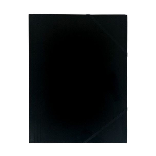 Janrax A4 Black Laminated Card 3 Flap Folder with Elastic Closure