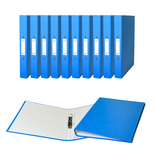 Pack of 10 A4 Light Blue Paper Over Board Ring Binders by Janrax