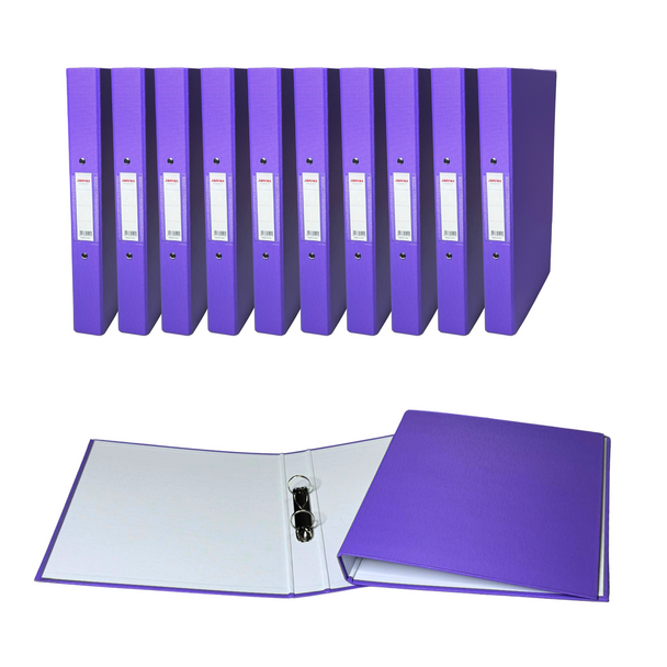 Pack of 20 A4 Purple Paper Over Board Ring Binders by Janrax
