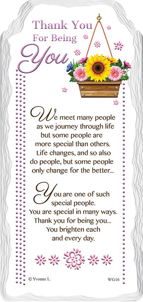 Thank You For Being You Sentimental Handcrafted Ceramic Plaque